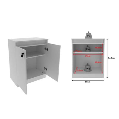 Balcão para Escritório com 2 Portas e Chave ME4149 Branco Tecnomobili