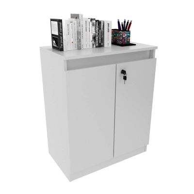 Balcão para Escritório com 2 Portas e Chave ME4149 Branco Tecnomobili