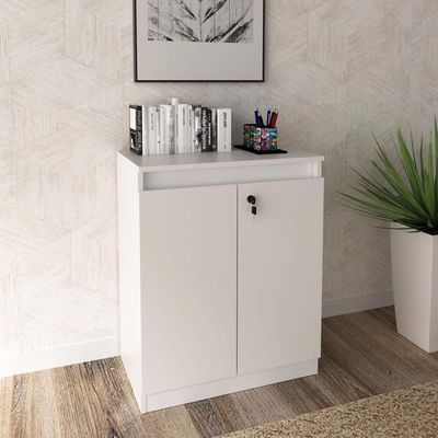 Balcão para Escritório com 2 Portas e Chave ME4149 Branco Tecnomobili