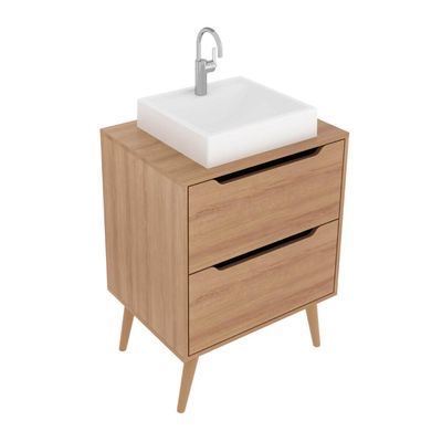 Gabinete para Banheiro 60cm com 2 Gavetas BN3639 Amêndoa Tecnomobili SEM CUBA