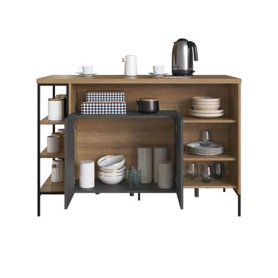 Mesa Bancada Gourmet 131cm com Arm 2 Portas P1035 Mel/Graf