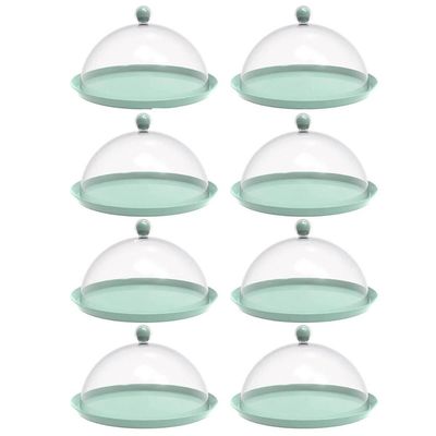 8 Porta Bolo Torta 30cm Verde Menta Cúpula Boleira Doces Petiscos Bubble Crippa