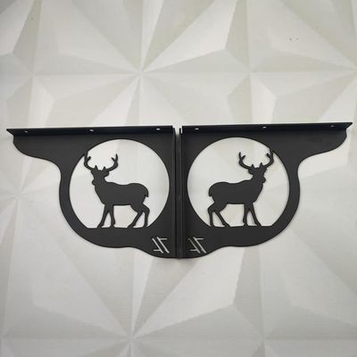 Mão Francesa Ornamentada 20cm Cervo Veado Preto em Aço para Prateleira Zarg