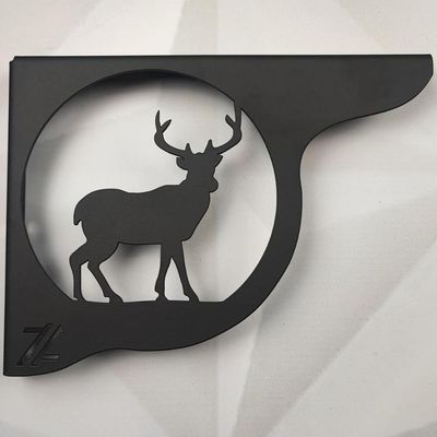 Mão Francesa Ornamentada 20cm Cervo Veado Preto em Aço para Prateleira Zarg