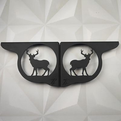 Mão Francesa Ornamentada 20cm Cervo Veado Preto em Aço para Prateleira Zarg