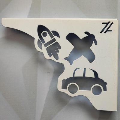 Par Mãos Francesas Ornamentada Decorativa 20cm Menino Carro e Avião Branco Aço