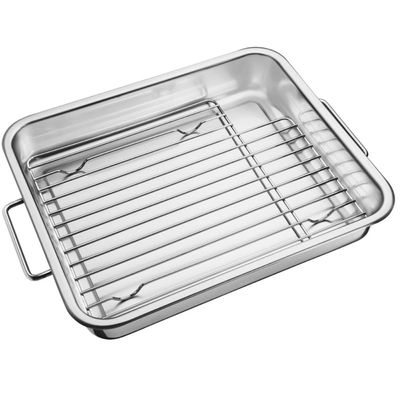 Assadeira Tramontina Service 6,4L em Aço Inox com Grelha 39x33cm com Alças Laterais Inox