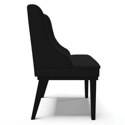 Kit 6 Cadeiras Estofadas Para Sala De Jantar Base Fixa De Madeira Preto Lia Linho Preto - Ibiza