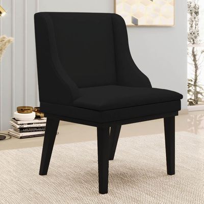 Kit 6 Cadeiras Estofadas Para Sala De Jantar Base Fixa De Madeira Preto Lia Linho Preto - Ibiza