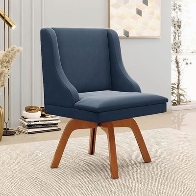 Kit 2 Cadeiras Estofadas Giratória Para Sala De Jantar Lia Suede Azul Marinho - Ibiza