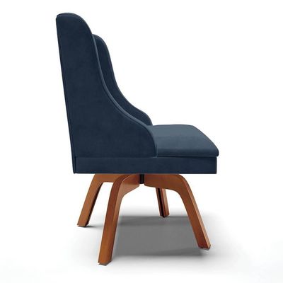 Kit 2 Cadeiras Estofadas Giratória Para Sala De Jantar Lia Suede Azul Marinho - Ibiza