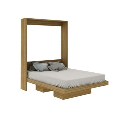Cama Retrátil de Parede Articulada Casal 147,2x198,5cm Amêndoa Tecnomobili CM8016 Nichos