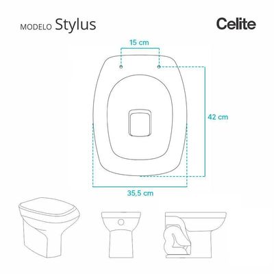 Tampa De Vaso Acrílico Stylus Rosato Decorado Para Bacia Celite