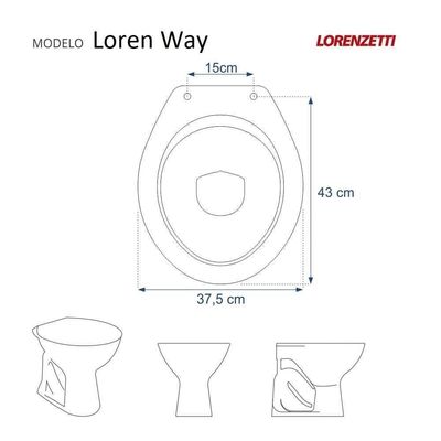 Tampa De Privada Em Mdf Loren Way Preto Para Louça Lorenzetti