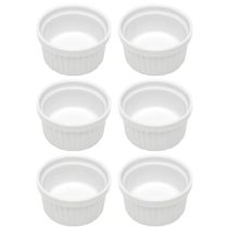 Kit 6 Ramequins Canelado 50ml Porcelana Classic Branco Lyor Pequeno Molhos