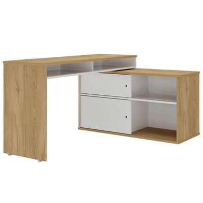 Mesa Para Escritório Escrivaninha Home Office 12 Em 1 Forms A02 Olmo Branco - Lyam Decor