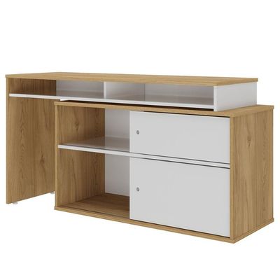 Mesa Para Escritório Escrivaninha Home Office 12 Em 1 Forms A02 Olmo Branco - Lyam Decor