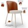 Kit 6 Cadeiras Sala De Jantar Estofada Gavi Arena L02 Couríssimo Camel Linho Cru Lyam Decor