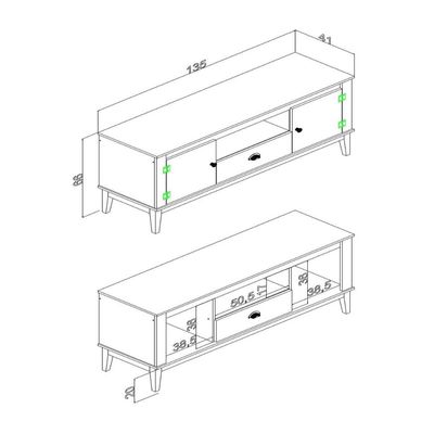 Rack Colonial Mel e Petroleo com 2 Portas e 1 Gaveta para TVs de até 60 Polegadas MB 1015