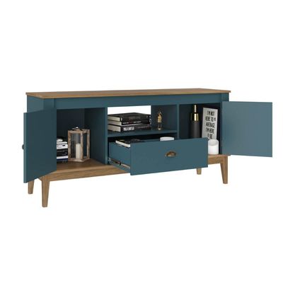 Rack Colonial Mel e Petroleo com 2 Portas e 1 Gaveta para TVs de até 60 Polegadas MB 1015