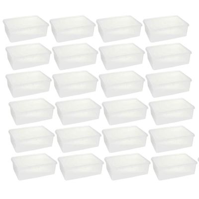 Kit 24 Caixas Organizadoras 3,5L Plasvale Cestos Plásticos com Tampa Retangulares