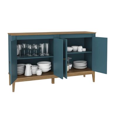 Buffet Aparador Colonial com 4 Portas 149x41x90cm MDP Mel Petroleo MB1014 Movelbento