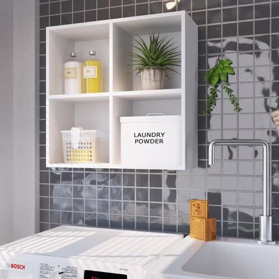 Nicho de Parede Branco Organizador Multiuso Funcionale 63x63x26cm Lavanderia Cozinha