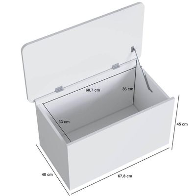 Baú Organizador com Tampa e Rodízios Branco Meu Fofinho 67,8x40cm Brinquedos Calçados
