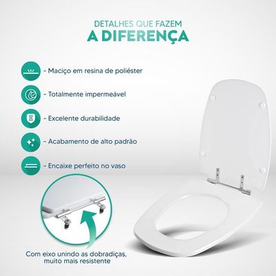 Tampa De Vaso Poliester Monte Carlo Cinza Claro Para Bacia Deca 6lpf