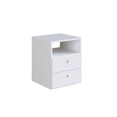 Mesa de Cabeceira Branca com 2 Gavetas e 1 Prateleira Quarto Tókio Art In Móveis