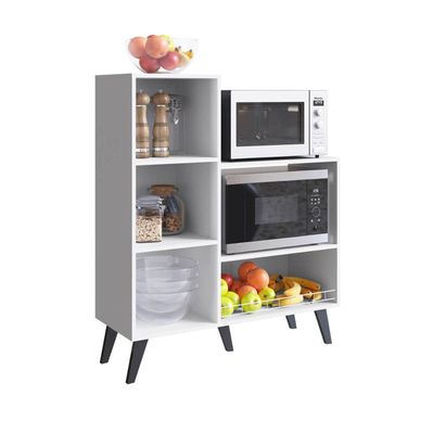 Balcão Fruteira Multiuso com Porta Branco Suporte para Forno Microondas Xangai MDP Cozinha
