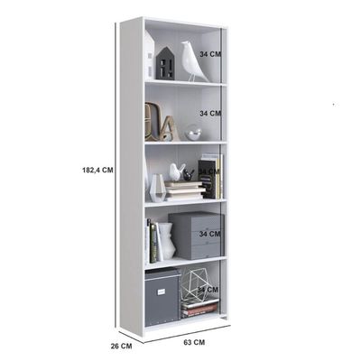 Módulo Organizador Multiuso Funcionale Estante Branca 63X26X182cm MDP Art In Móveis