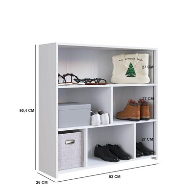 Módulo Organizador Multiuso Funcionale Estante Baixa Branca 93x26x90cm MDP