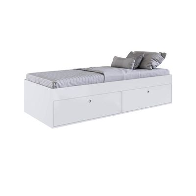 Cama de Solteiro com 4 Portas Branca MDP Tókio Organizador Cobertores Travesseiros Art In Móveis