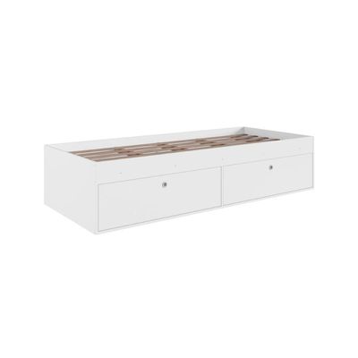 Cama de Solteiro com 4 Portas Branca MDP Tókio Organizador Cobertores Travesseiros Art In Móveis