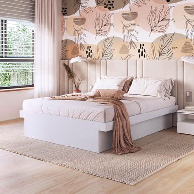 Cama Casal com Box Baú Branco MDP Bogotá Organizador Cobertores Travesseiros Art In Móveis