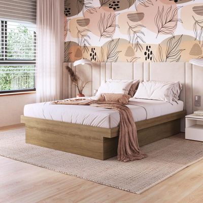Cama Casal com Box Baú Mel MDP Bogotá Organizador Cobertores Travesseiros Art In Móveis