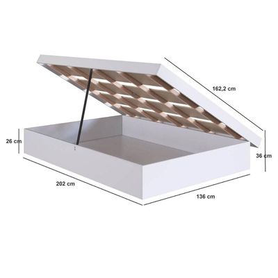 Cama de Casal Queen Branca com Box Baú MDP Bogotá Organizador Cobertores Travesseiros