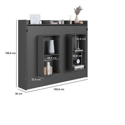 Cama de Casal Articulável Horizontal Grafite Hanover MDP Dobrável Decoração Art In Móveis