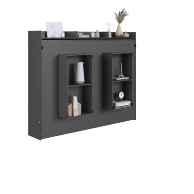 Cama de Casal Articulável Horizontal Grafite Hanover MDP Dobrável Decoração Art In Móveis