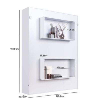 Cama de Casal Articulável Vertical Branca Dobrável MDP Vancouver Art In Móveis