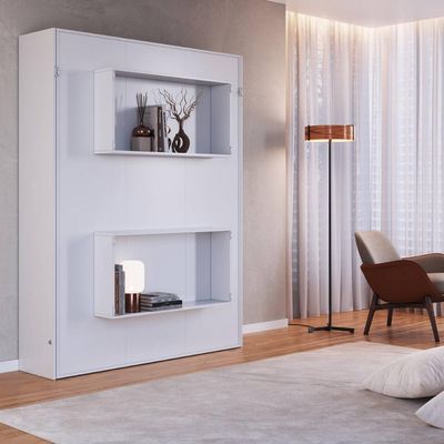 Cama de Casal Articulável Vertical Branca Dobrável MDP Vancouver Art In Móveis