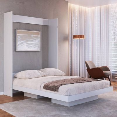 Cama de Casal Articulável Vertical Branca Dobrável MDP Vancouver Art In Móveis
