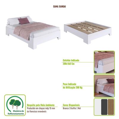Cama de Casal Queen Box Mel 162x202x36cm MDP Xangai Art In Móveis