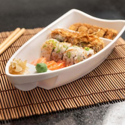 Barca para Servir Sushi Comida Japonesa Oriental 28x13x5cm Coza Branca