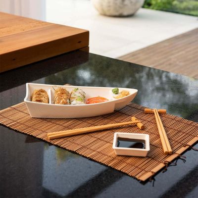Barca para Servir Sushi Comida Japonesa Oriental 28x13x5cm Coza Branca