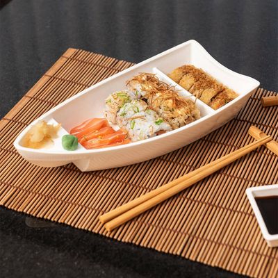 Barca para Servir Sushi Comida Japonesa Oriental 28x13x5cm Coza Branca