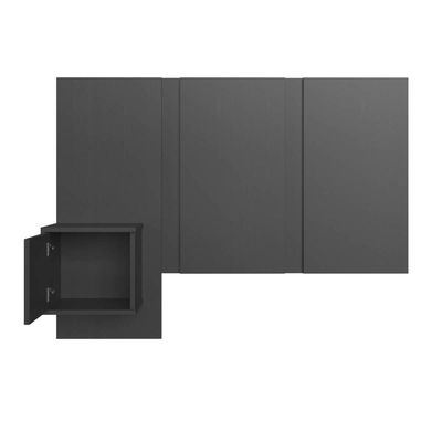 Cabeceira para Cama de Solteiro Grafite com Mesa de Cabeceira Zurique MDP Art In Móveis