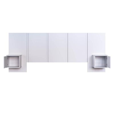 Cabeceira para Cama de Casal Branca com Mesas de Cabeceira Zurique MDP Art In Móveis