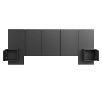 Cabeceira para Cama de Casal com Mesas de Cabeceira Grafite Zurique MDP Art In Móveis